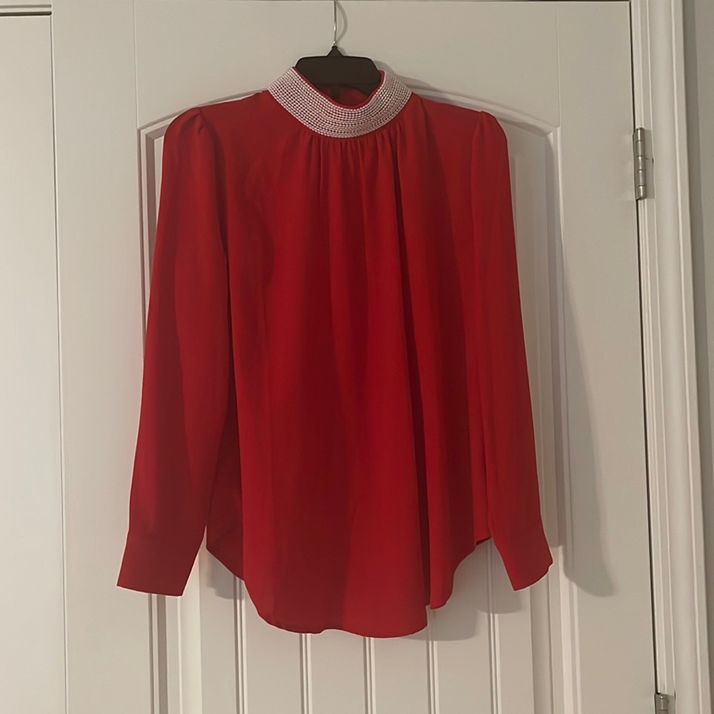 Gracia size small beaded neck red blouse